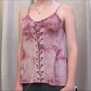 Purple Tie-Dye Tank with Ties